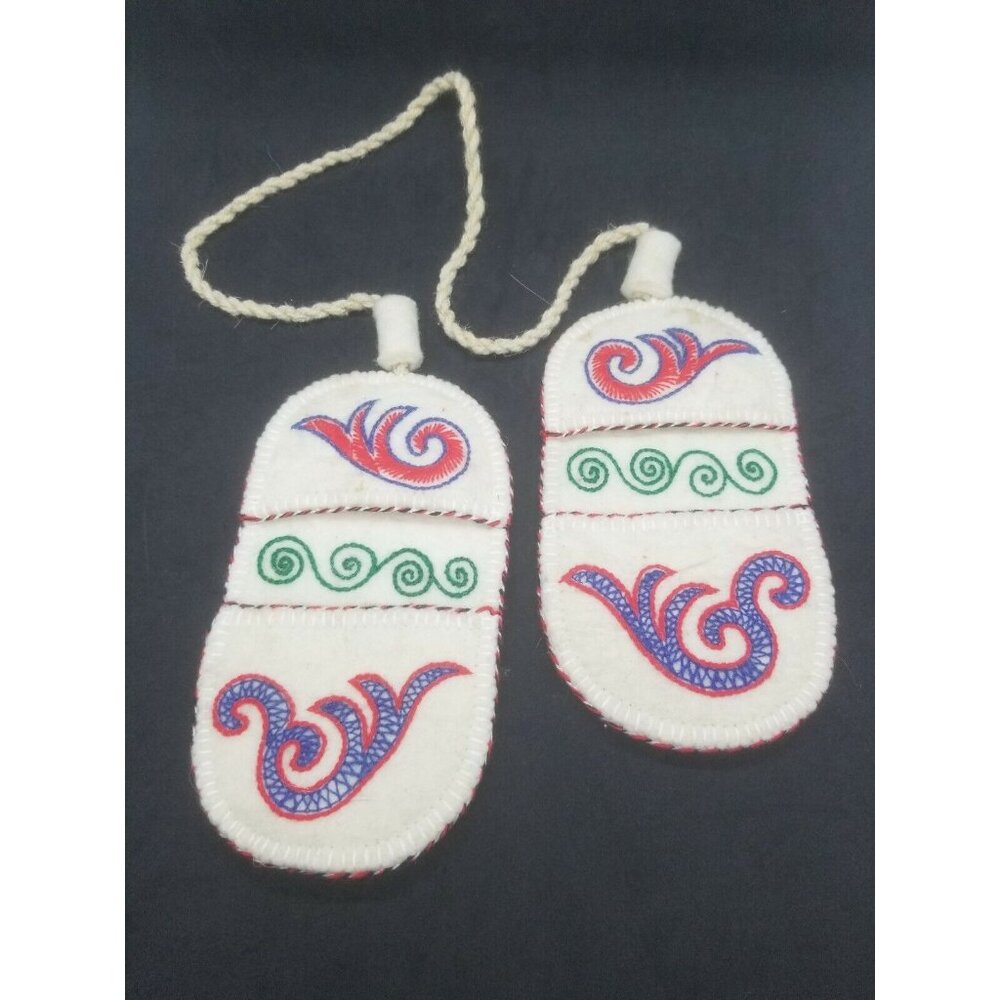 Wool Felted Handmade Potholders Finger Hot Pads Twisted Rope Made in Kyrgyzstan